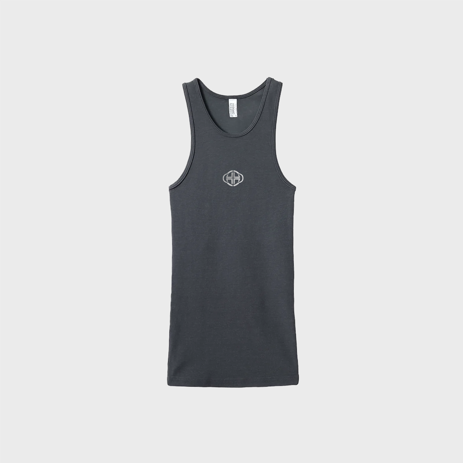 GREY RIBBED LOGO TANK