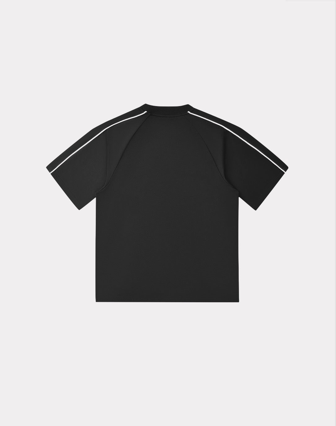 BLACK CONTRAST STITCH RAGLAN T