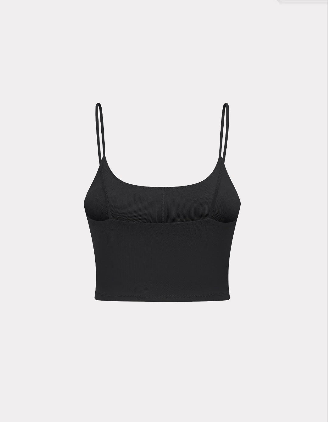 BLACK SPAGHETTI STRAP SPORTS BRA