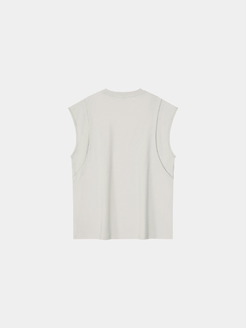 LIGHT GREY SLEEVELESS MUSCLE T